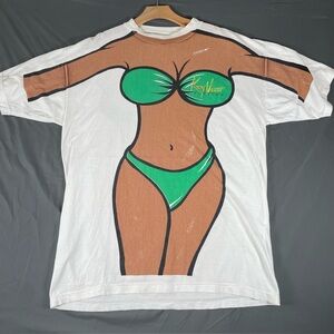 VINTAGE Cotton Power T-Shirt One Size All Over Print Bikini Babe Key West FL VTG